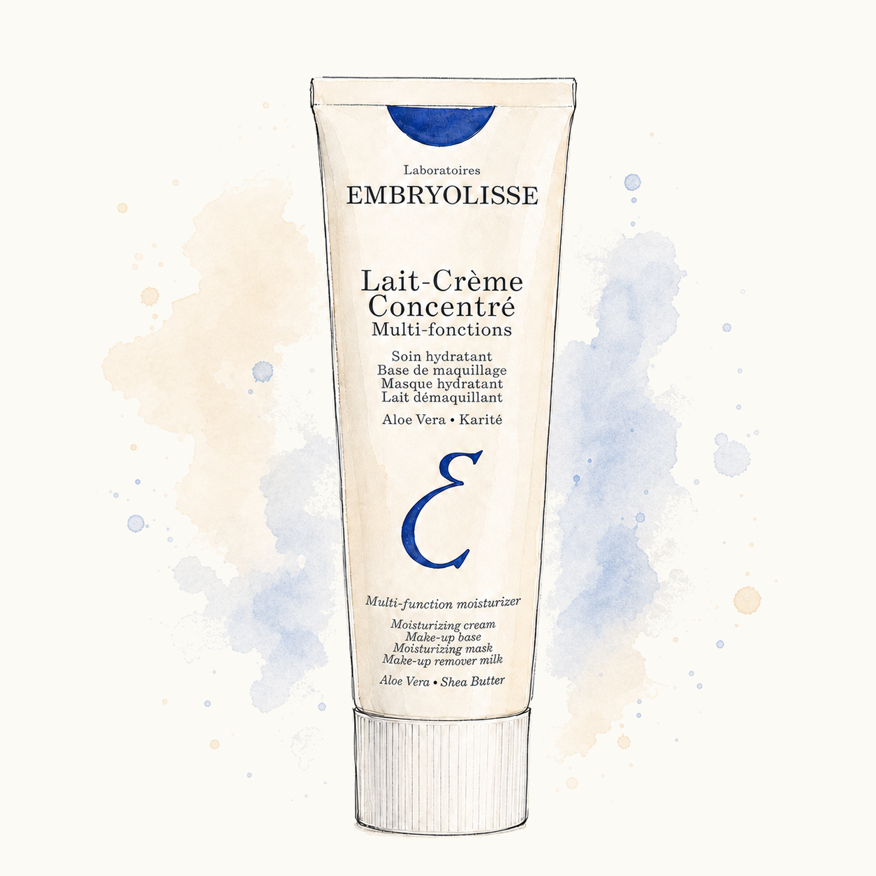 Watercolor and ink illustration of Embryolisse Lait-Crème Concentré